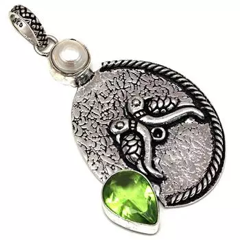 Pendant Peridot Quartz Gemstone Handmade Gift For Her Silver Jewelry 2.5