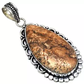 Pendant Picture Jasper Gemstone Handmade Mother Day Silver Jewelry 2.5