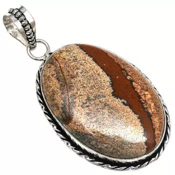 Pendant Picture Jasper Gemstone Handmade Mother s Day Silver Jewelry 2.25