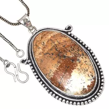 Pendant Picture Jasper Gemstone Valentine Day Ethnic Silver Jewelry 2