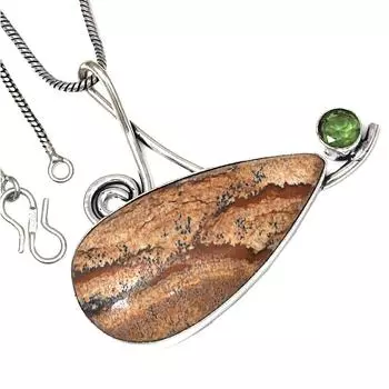 Pendant Picture Jasper Gemstone Valentine Day Gift Silver Jewelry 1.5