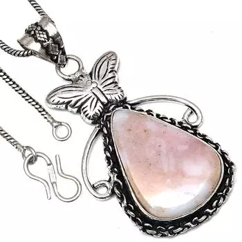 Pendant Pink Opal Gemstone Handmade Gift For Her Silver Jewelry 2.25