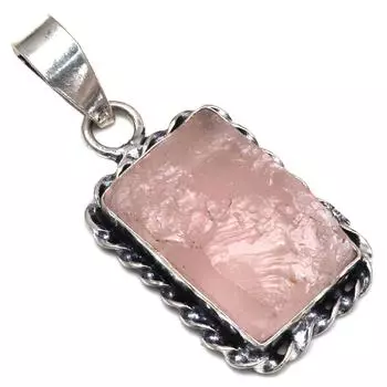 Pendant Pink Rosequartz Drusy Gemstone Mother Day Silver Jewelry 1.75