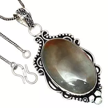 Pendant Polygram Jasper Gemstone Handicraft Valentine Day Silver Jewelry 2