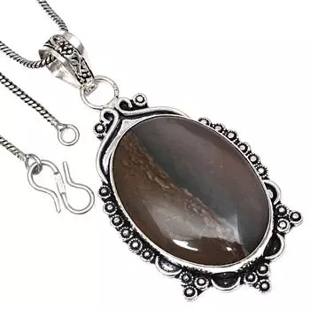 Pendant Polygram Jasper Gemstone Handmade Gift For Her Silver Jewelry 2.5