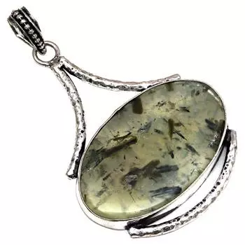 Pendant Prehnite Cabochon Gemstone Gift For Her Silver Jewelry 2.25