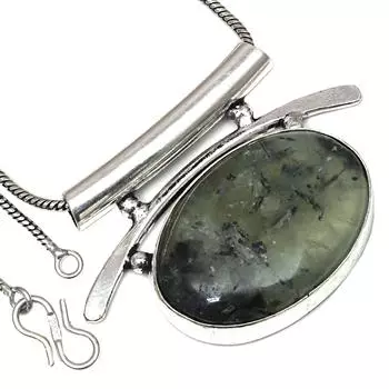 Pendant Prehnite Marlene Gemstone Handmade Gift For Her Silver Jewelry 1.5