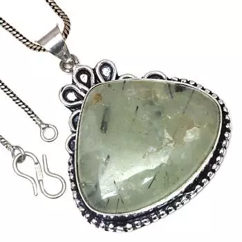 Pendant Prehnite Marlene Gemstone Valentine Day Ethnic Silver Jewelry 2.75