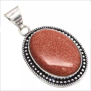 Pendant Red Sunsitara Gemstone Handmade Gift For Her Silver Jewelry 1.75