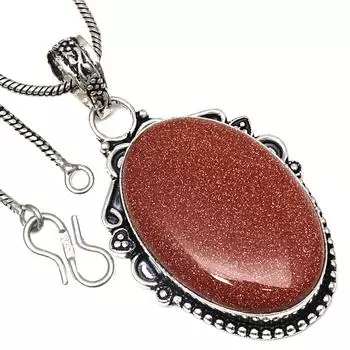 Pendant Red Sunsitara Gemstone Valentine Day Gift Silver Jewelry 2
