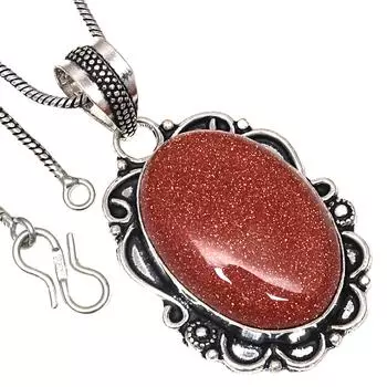 Pendant Red Sunsitara Gemstone Valentine Day Gift Silver Jewelry 2