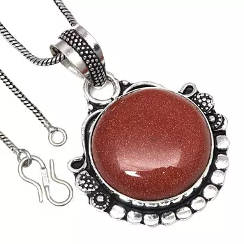 Pendant Red Sunsitara Gemstone Valentine Day Gift Silver Jewelry 1.75