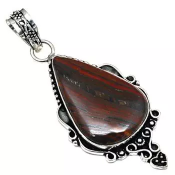 Pendant Red Tiger s Eye Gemstone Handmade Mother s Day Silver Jewelry 2.5