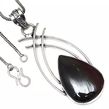 Pendant Red Tiger s Eye Gemstone Valentine Day Gift Silver Jewelry 2.5