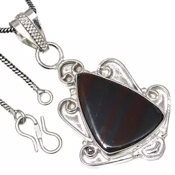 Pendant Red Tiger s Eye Gemstone Valentine Day Ethnic Silver Jewelry 2.5