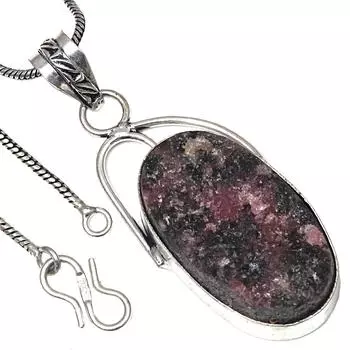Pendant Rhodonite Drusy Gemstone Valentine Day Ethnic Silver Jewelry 1.75