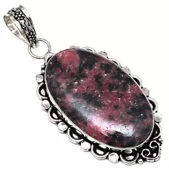 Pendant Rhodonite Gemstone Handmade Mother Day Silver Jewelry 2.5