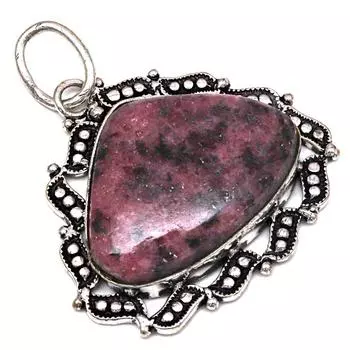 Pendant Rhodonite Gemstone Handmade Mother Day Silver Jewelry 1.5