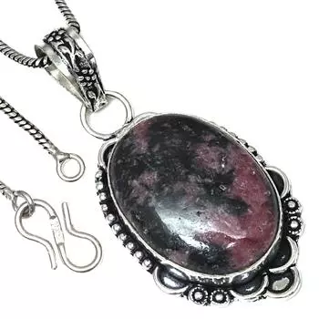 Pendant Rhodonite Gemstone Valentine Day Gift Silver Jewelry 2