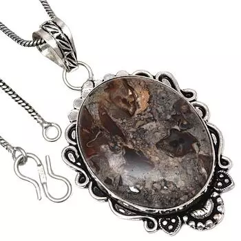 Подвеска с камнем кальцием, подарок на день святого Валентина, серебряные украшения 2,25 дюйма