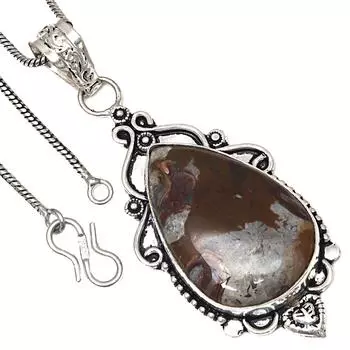 Pendant Rock Calsi Gemstone Valentine Day Gift Silver Jewelry 2.75