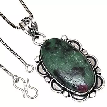 Pendant Ruby Zoisite Gemstone Handicraft Valentine Day Gift Silver Jewelry 2