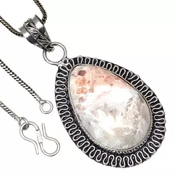 Pendant Scolecite Shell Gemstone Valentine Day Ethnic Silver Jewelry 2