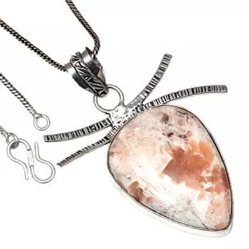 Pendant Scolecite Shell Gemstone Valentine Day Ethnic Silver Jewelry 2.25