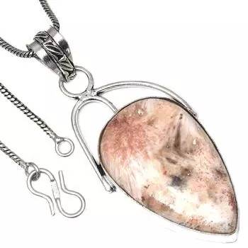 Pendant Scolecite Shell Gemstone Valentine Day Ethnic Silver Jewelry 2.5