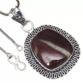 Pendant Septarian Jasper Gemstone Valentine Day Ethnic Silver Jewelry 2.25