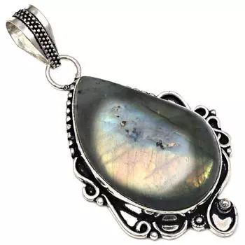 Pendant Shiney Labradorite Gemstone Mother Day Silver Jewelry 2.5