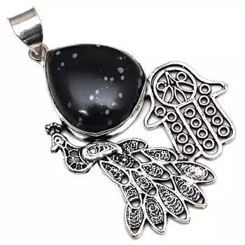 Pendant Snowflake Gemstone Gift For Her Silver Jewelry 2.25