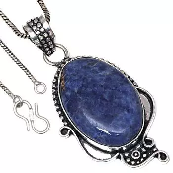 Pendant Sodalite Gemstone Handicraft Valentine Day Gift Silver Jewelry 2.25