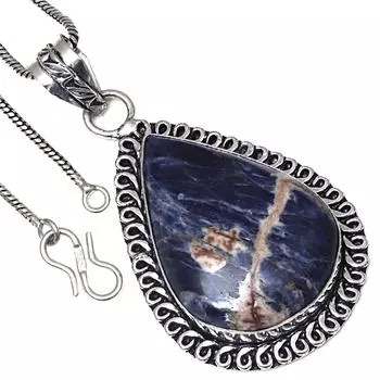 Pendant Sodalite Gemstone Valentine Day Ethnic Silver Jewelry 3