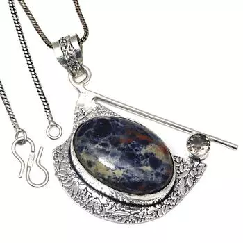Pendant Sodalite Gemstone Valentine Day Ethnic Silver Jewelry 2