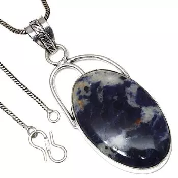 Pendant Sodalite Gemstone Valentine Day Ethnic Silver Jewelry 2.25