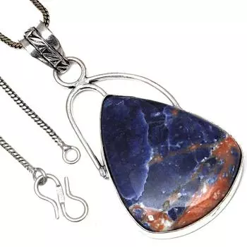 Pendant Sodalite Gemstone Valentine Day Ethnic Silver Jewelry 1.5