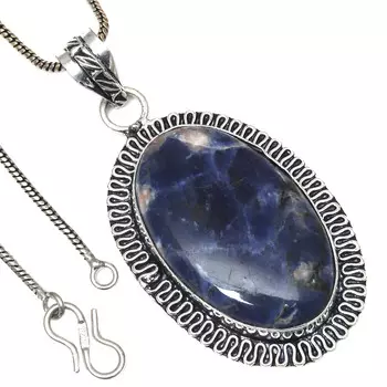 Pendant Sodalite Gemstone Valentine Day Ethnic Silver Jewelry 2