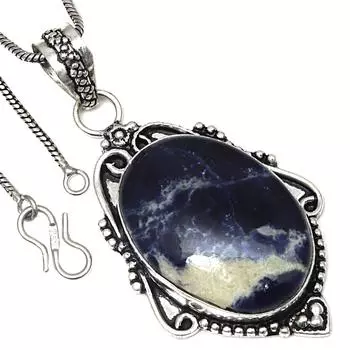 Pendant Sodalite Gemstone Valentine Day Gift Silver Jewelry 2.25