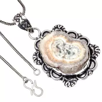 Pendant Solar Drusy Gemstone Handicraft Valentine Day Gift Silver Jewelry 2