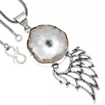 Pendant Solar Drusy Gemstone Valentine Day Gift Silver Jewelry 2.5