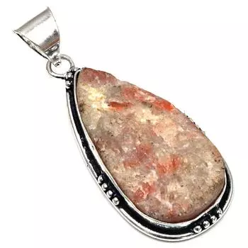 Pendant Sunstone Drusy Gemstone Handmade Gift For Her Silver Jewelry 2