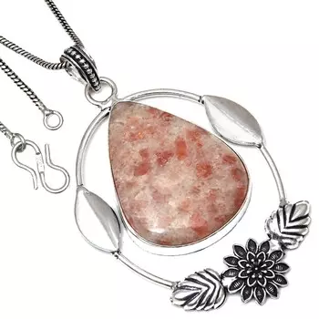 Pendant Sunstone Gemstone Handmade Gift For HerAntique Silver Jewelry 3