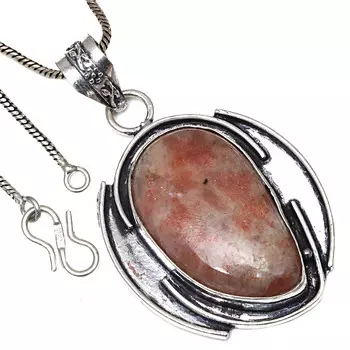 Pendant Sunstone Gemstone Valentine Day Ethnic Silver Jewelry 2.25