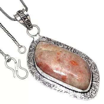 Pendant Sunstone Gemstone Valentine Day Gift Silver Jewelry 2.5