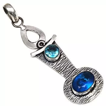 Pendant Swiss Blue Quartz Gemstone Gift For Her Silver Jewelry 3
