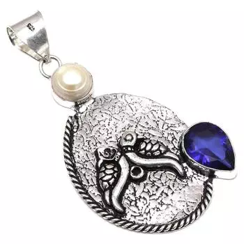 Pendant Tanzanite Quartz Gemstone Handmade Silver Jewelry 2.5