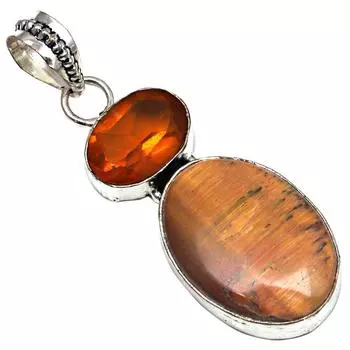 Pendant Tiger s Eye Citrine Gemstone Gift For Her Silver Jewelry 2