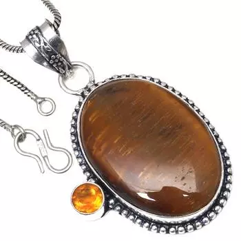 Pendant Tiger s Eye Citrine Quartz Gemstone Mother Day Silver Jewelry 2