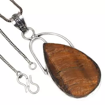 Pendant Tiger s Eye Drusy Gemstone Valentine Day Ethnic Silver Jewelry 2.5